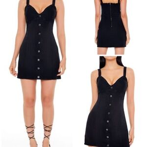 Button-Front Denim Mini Dress , zip back